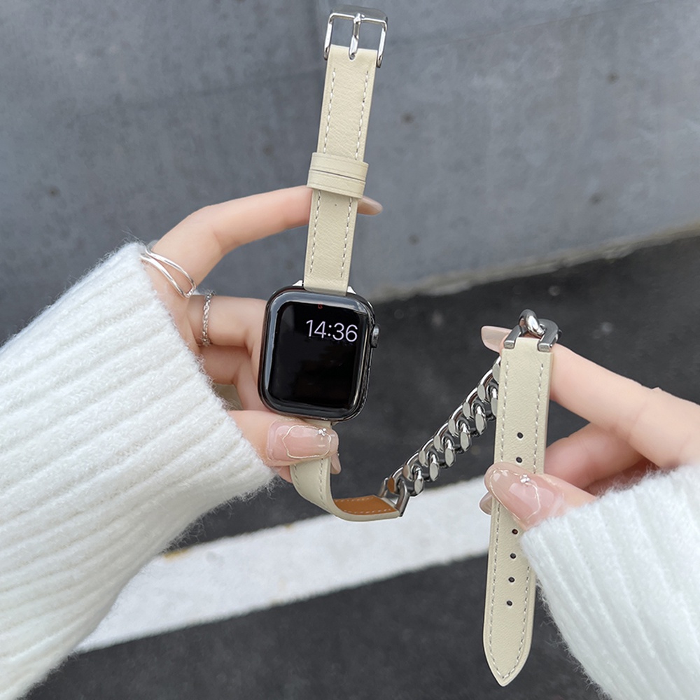 สายนาฬิกาข้อมือหนัง-โลหะ-สําหรับสมาร์ทวอทช์-iwatch-series-8-7-se-6-5-4-3-38-40-42-44-มม-49-มม-8-41-มม-45-มม