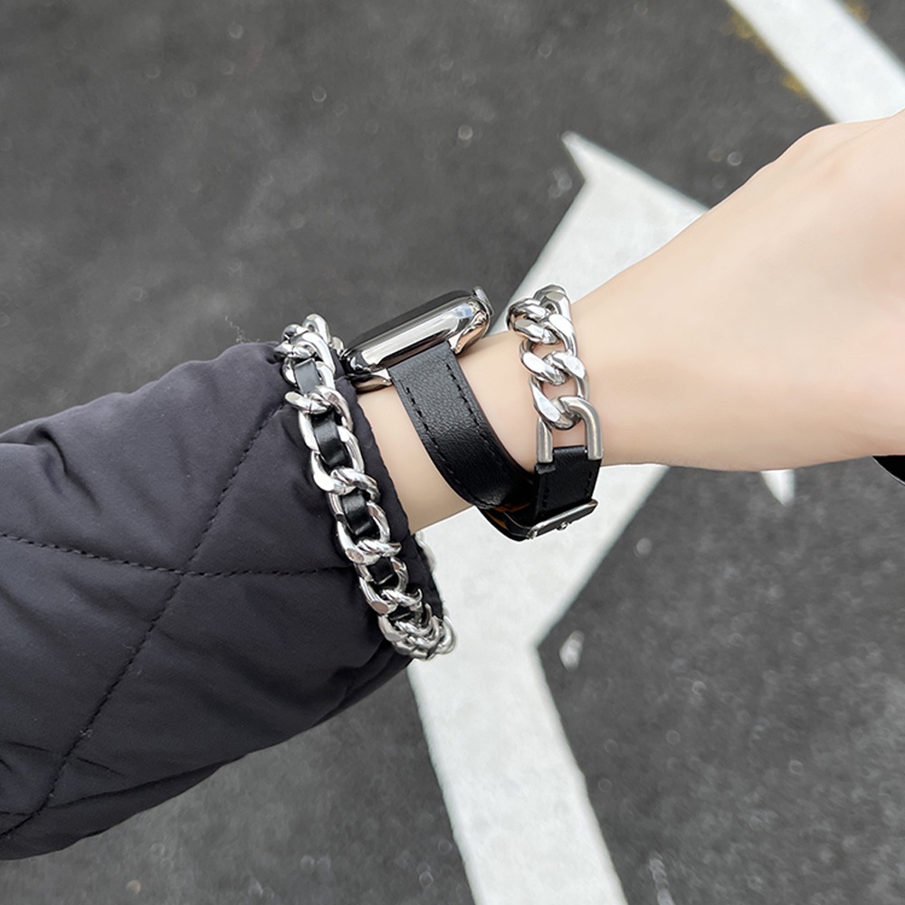 สายนาฬิกาข้อมือหนัง-โลหะ-สําหรับสมาร์ทวอทช์-iwatch-series-8-7-se-6-5-4-3-38-40-42-44-มม-49-มม-8-41-มม-45-มม