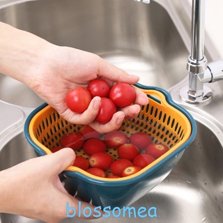 Blossomea ตะกร้าล้างผัก ผลไม้ ระบายน้ํา สองชั้น สําหรับล้างผัก อาหาร 6 ชิ้น