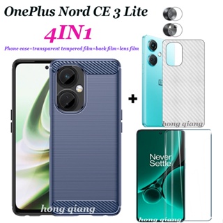 (4 In 1) เคสโทรศัพท์มือถือ พร้อมฟิล์มกระจกนิรภัย สําหรับ OnePlus Nord CE 3 Lite