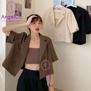 Angelcity※ เสื้อแจ็กเก็ตสูท แขนสั้น ลําลอง แบบบาง ออกแบบดี เหมาะกับฤดูร้อน