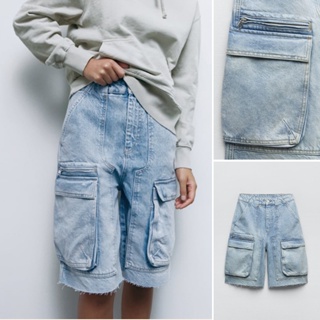 Zara 23 กางเกงขาสั้น ลําลอง เอวกลาง มีซิป มีกระเป๋ากางเกง แฟชั่นฤดูร้อน6186240