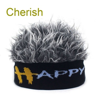 หมวกบีนนี่ถัก ยืดหยุ่น พิมพ์ลายตัวอักษร Cherish Happy สําหรับคอสเพลย์ ปาร์ตี้