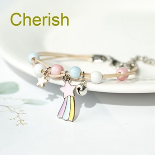 Cherish Kawaii สร้อยข้อมือลูกปัดเซรามิก ยูนิคอร์น แมว เสน่ห์ เชือก สร้อยข้อมือ