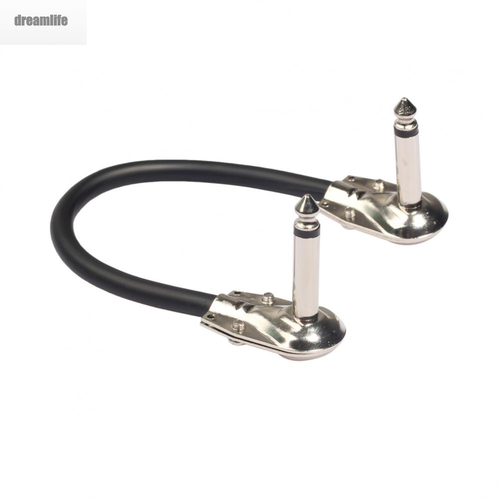 dreamlife-guitar-effect-cable-core-audio-plug-right-angle-silver-connector-1-4-inch-plugs