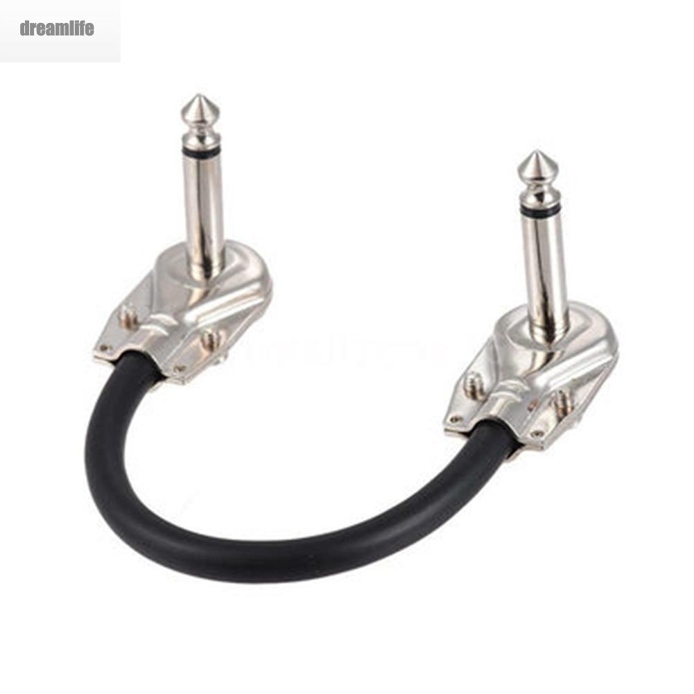 dreamlife-guitar-effect-cable-core-audio-plug-right-angle-silver-connector-1-4-inch-plugs