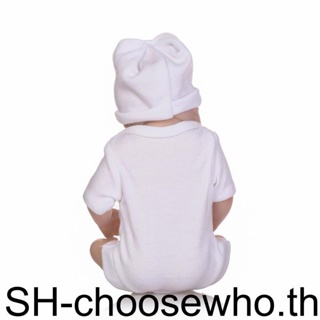 【Choo】ชุดจั๊มสูท และหมวก แขนสั้น สีขาว สําหรับตุ๊กตาเด็กทารก 1 2 3 5 26-28 ซม.