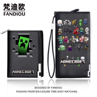 กระเป๋าสตางค์ผู้ชาย Minecraft การ์ตูนอุปกรณ์ต่อพ่วงกระเป๋าสตางค์สั้นวัยรุ่นบุคลิกภาพของนักเรียนสร้างสรรค์ช่องเสียบการ์ดหลายช่องกระเป๋าสตางค์ยาวที่ใส่บัตรเด็ก
