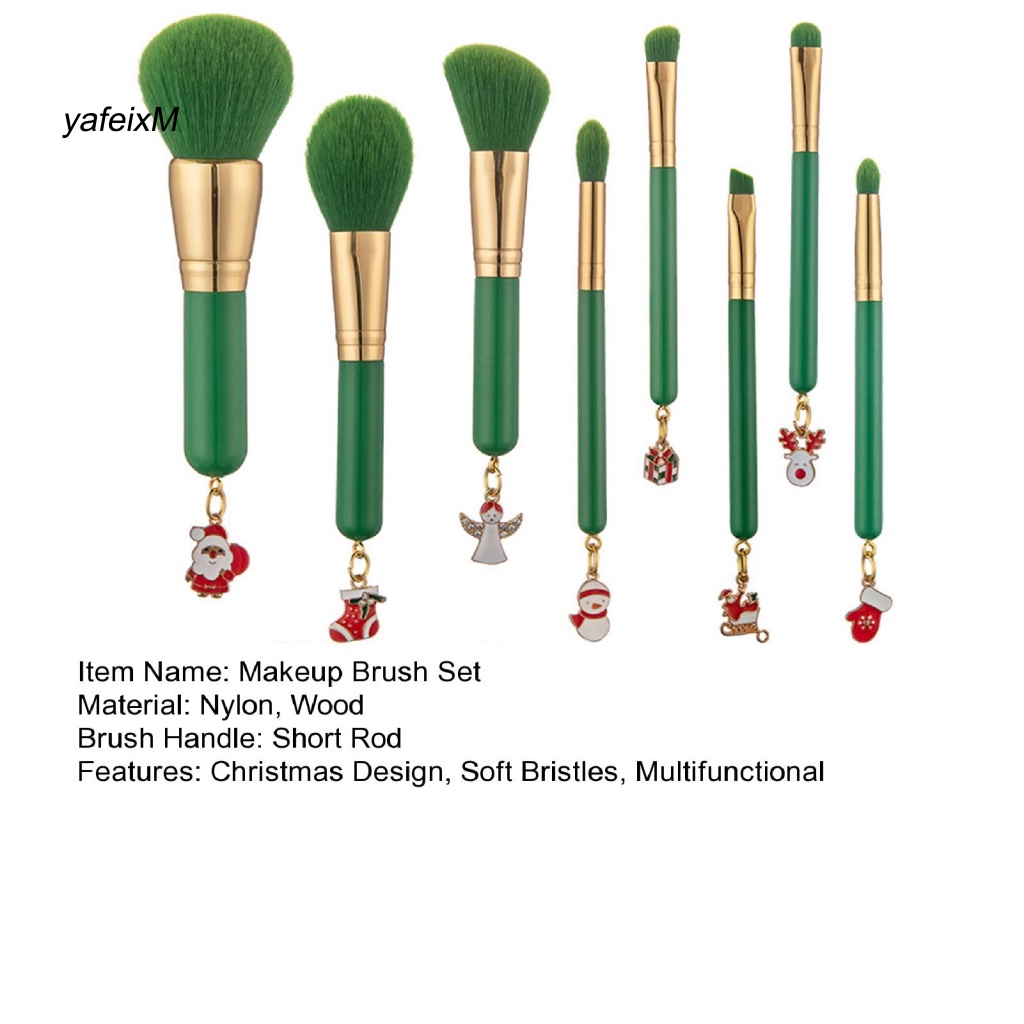 yafeixm-แปรงแต่งหน้า-ขนแปรงนุ่ม-พร้อมจี้ห้อย-เหมาะกับเทศกาลคริสต์มาส-สําหรับของขวัญ-8-ชิ้น-ต่อชุด