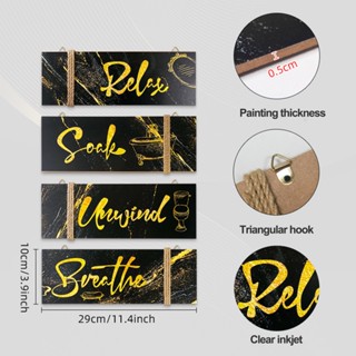 Tftablebeut.tw ป้ายไม้เนื้อแข็ง ลายตัวอักษร สีทอง สไตล์โมเดิร์น สําหรับตกแต่งผนังห้องน้ํา ห้องนั่งเล่น 4 ชิ้น