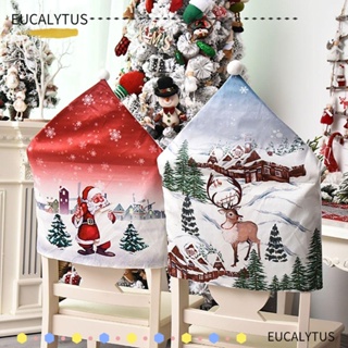 Eutus ผ้าคลุมเก้าอี้ ลายเกล็ดหิมะ สําหรับตกแต่งโต๊ะรับประทานอาหาร ปาร์ตี้คริสต์มาส