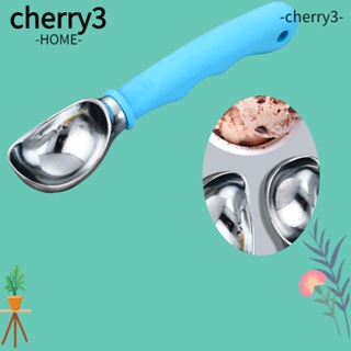 Cherry3 ช้อนตักไอศกรีม โลหะ ด้ามจับสบาย ใช้งานง่าย สีดํา และสีน้ําเงิน 2 ชิ้น