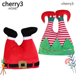 Cherry3 หมวกซานตาคลอส ผ้ากํามะหยี่ขนนิ่ม ลายทาง ของขวัญคริสต์มาส