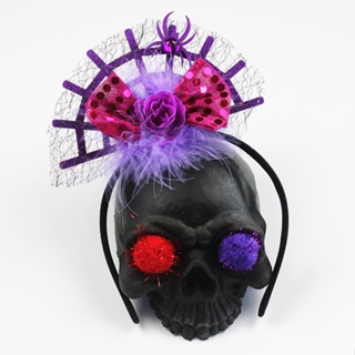 [New products in stock] 2023 cross-border e-commerce Halloween spider web headwear headband Festival ball headband spider web headband headwear quality assurance GESD
