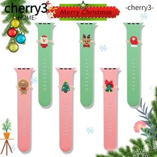 Cherry3 สายนาฬิกาข้อมือซิลิโคน รูปซานตาคลอส ต้นคริสต์มาส อุปกรณ์เสริม สําหรับ iWatch