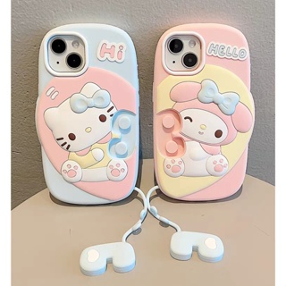 เคสโทรศัพท์มือถือ ซิลิโคนนิ่ม ลาย Sanrio My Melody Hellokitty สําหรับ iPhone 11 12 13 14 Pro MAX 14Pro 13Pro