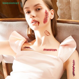 Loveoionia1 สติกเกอร์รอยสักชั่วคราว ลายเลือด บาดเจ็บ กันน้ํา สําหรับตกแต่งร่างกาย ฮาโลวีน br