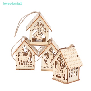 Loveoionia1 บ้านไฟ LED เรืองแสง ลาย Merry Christmas สําหรับตกแต่งห้องโดยสาร br