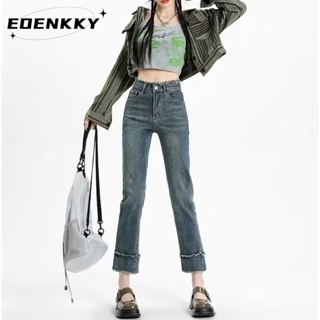 EOENKKY  กางเกงขายาว กางเกงยีสน์ผู้หญิง ทรงหลวม ๆ ตรง Retro Hip Hop Pants 2023 NEW Style  Unique fashion สไตล์เกาหลี Chic A97L88O 36Z230909