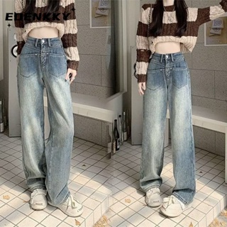 EOENKKY  กางเกงขายาว กางเกงยีสน์ผู้หญิง ทรงหลวม ๆ ตรง Retro Hip Hop Pants 2023 NEW Style  ins Unique สไตล์เกาหลี Beautiful A97L8AT 36Z230909