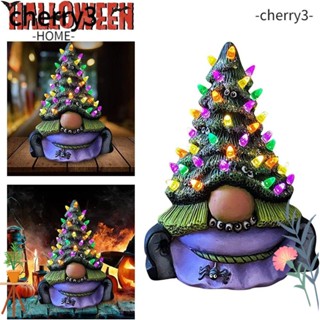 Cherry3 โคมไฟ LED เรซิ่น รูปโนมซานตาคลอส สีม่วง สําหรับตกแต่งต้นคริสต์มาส ฮาโลวีน