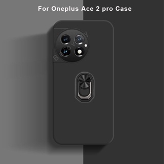 เคสซิลิโคน TPU แบบแหวนแม่เหล็ก สีดํา สําหรับ OnePlus Ace2 Pro