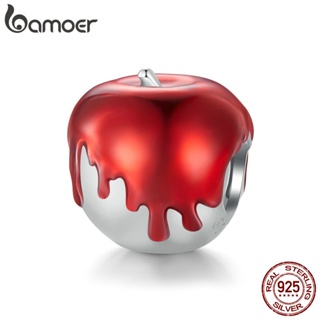 Bamoer จี้เงินแท้ 925 รูปแอปเปิ้ล หยดน้ํามัน สีแดง สําหรับสร้อยข้อมือ DIY