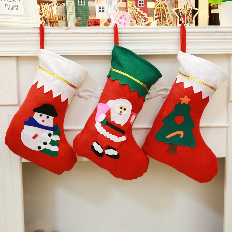 ใหม่-ถุงเท้า-ลายซานตาคลอส-กวางเอลก์-คริสต์มาส-สําหรับใส่ขนมหวาน-ของขวัญ