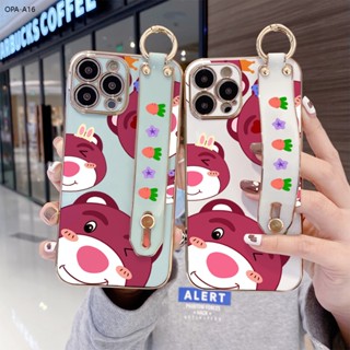 OPPO A16 A16K A16E A54 A73 A93 A94 A95 A76 A36 A83 2020 4G เคสออปโป้ สำหรับ Case Lotso Bear เคส เคสโทรศัพท์ เคสมือถือ Wrist Strap Electroplating TPU Cases