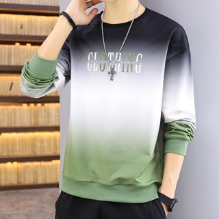 เสื้อกันหนาว แขนยาว ทรงหลวม ไล่โทนสี แฟชั่นสําหรับผู้ชาย