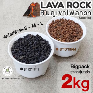 🌋⚫LAVA ROCK หินภูเขาไฟลาวา หินภูเขาไฟ ลาวาดำ ลาวาแดง มวลหนักใช้โรยหน้า ผสมดิน บรรจุ 2kg🌋⚫