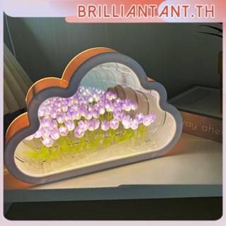 Creative LED TULIP โคมไฟ Cloud Mirror Night Light สาวตกแต่งห้องนอนเดสก์ท็อปเครื่องประดับบรรยากาศดอกไม้ทะเลโคมไฟของขวัญวันเกิด bri