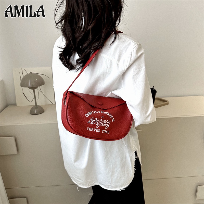 amila-กระเป๋าสะพายข้างสตรี-pu-สบายๆง่ายๆ-เทรนด์ย้อนยุค-กระเป๋าสะพายข้างแฟชั่นเกาหลี