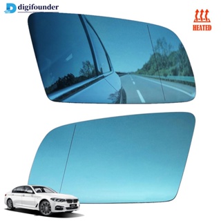 Digifounder กระจกมองหลังรถยนต์ ด้านซ้าย ขวา สีฟ้า สําหรับ BMW 5 Series E60 E61 2003-2007 OE:51167251649/51167251650 B4q5
