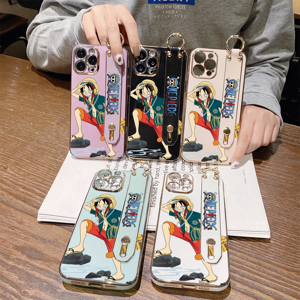 compatible-with-iphone-11-pro-max-se-2020-x-xs-xr-6-6s-7-8-plus-2022-เคสไอโฟน-สำหรับ-case-fashion-luffy-เคส-เคสโทรศัพท์-เคสมือถือ-wrist-strap-electroplating-tpu-cases