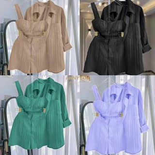 ชุดเซ็ท​ 3​ ชิ้นงาน​นำเข้า เสื้อเชิ้ต ​มาพร้อมเสื้อกล้ามด้านในเเละกางเกง สุดคุ้ม