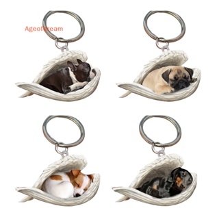 [Ageofdream] ใหม่ พวงกุญแจอะคริลิค จี้รูปตะกร้าสุนัขนอนหลับ เครื่องประดับ