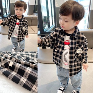 พร้อมส่ง ลดกระหน่ํา ใหม่ เสื้อเชิ้ตลําลอง ผ้าฝ้ายแท้ ขนาดเล็ก กลาง ทรงหลวม ลายสก๊อต สไตล์เกาหลี ญี่ปุ่น แฟชั่นฤดูใบไม้ผลิ ฤดูใบไม้ร่วง สําหรับเด็ก