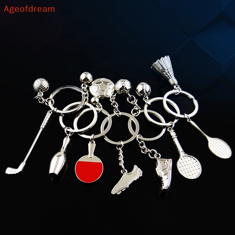 ageofdream-พวงกุญแจโลหะ-จี้รูปกีฬาแบดมินตัน-3d-สําหรับยิมนาเซียม