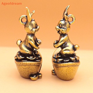 [Ageofdream] พวงกุญแจทองเหลือง จี้รูปกระต่ายนําโชค ขนาดเล็ก สําหรับตกแต่งบ้าน