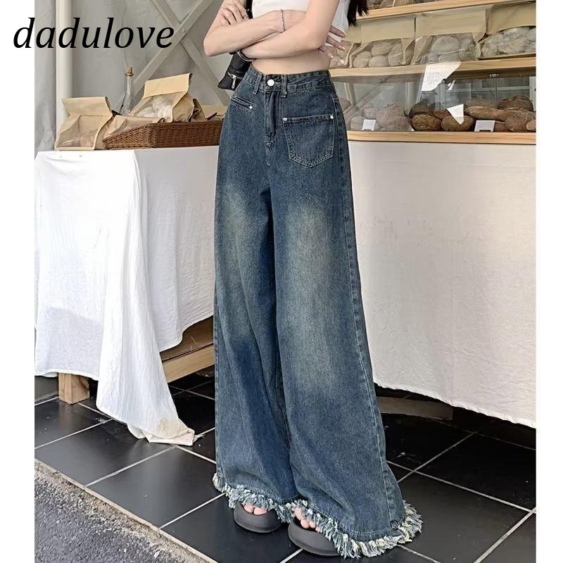 dadulove-new-american-ins-high-street-retro-micro-flared-jeans-niche-high-waist-loose-wide-leg-pants-trousers