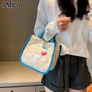 AMILA กระเป๋าถือผู้หญิง Sanrio สไตล์น่ารัก สดและทันสมัย ถุงช้อปปิ้งแบบพกพา การพักผ่อนและเรียบง่าย ความจุขนาดใหญ่