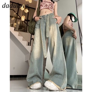 DaDulove💕 New American Ins High Street Hip Hop Raw Edge Jeans Niche High Waist Wide Leg Pants Large Size Trousers