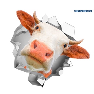 [CFGY] สติกเกอร์ PVC สะท้อนแสง ลายหัววัว 3D ขนาด 13x13 ซม. สําหรับติดตกแต่งรถยนต์