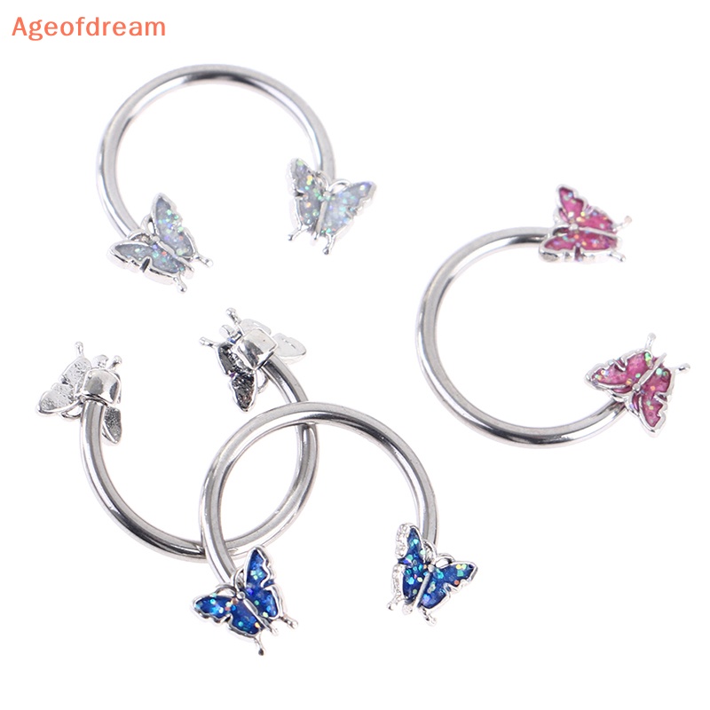 ageofdream-ใหม่-เครื่องประดับต่างหู-แหวนจมูก-รูปเกือกม้า-ผีเสื้อ