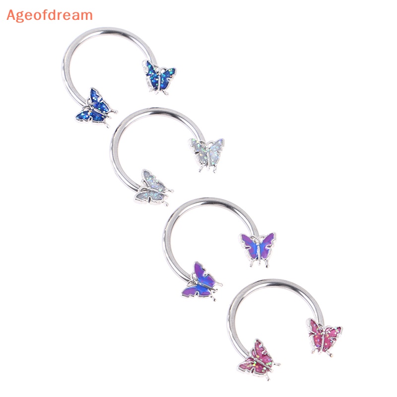 ageofdream-ใหม่-เครื่องประดับต่างหู-แหวนจมูก-รูปเกือกม้า-ผีเสื้อ