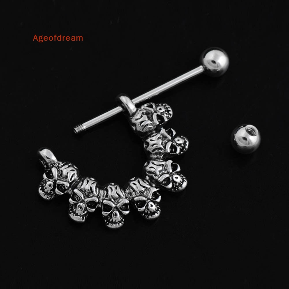 ageofdream-ใหม่-จิวแหวนสเตนเลส-รูปหัวกะโหลก-7-ตัว-คละแบบ-สําหรับร่างกาย