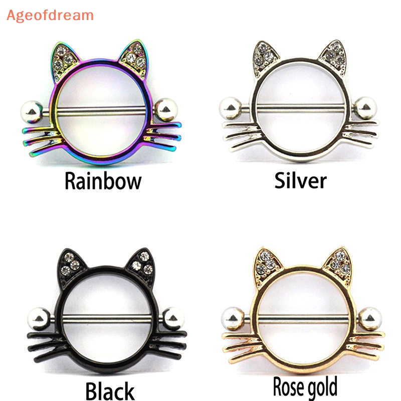 ageofdream-ใหม่-เครื่องประดับ-จิวแหวนสเตนเลส-รูปจุกนมแมว