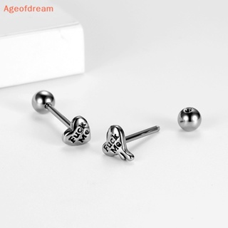 [Ageofdream] ใหม่ แหวนเหล็ก รูปหัวใจ ภาษาอังกฤษ กันแพ้ สําหรับลิ้น เครื่องประดับ ร่างกาย