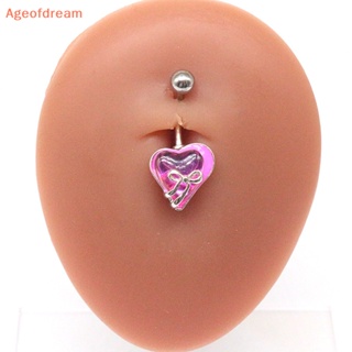 [Ageofdream] จิวสะดือ สเตนเลส จี้รูปหัวใจ ประดับโบว์ เซ็กซี่ เครื่องประดับร่างกาย